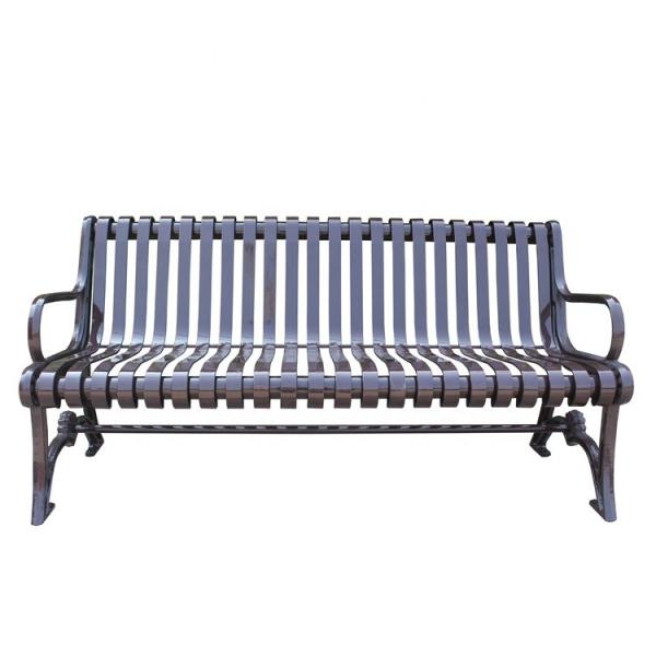 Waterproof Urban Outdoor Metal Garden Bench With Cast Iron And Steel Flat Bar