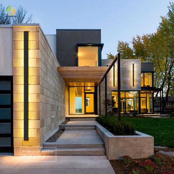 Applique murale LED d'extérieur minimaliste à longue bande, décoration de fond, porte de villa, moderne