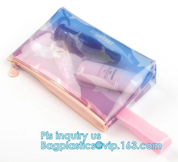 Holographic Vinyl Film Hologram Bag With Slider Zip, Pvc Holographic Cosmetics Bag, Plastic Zipper Bag/eva zipper bag wi