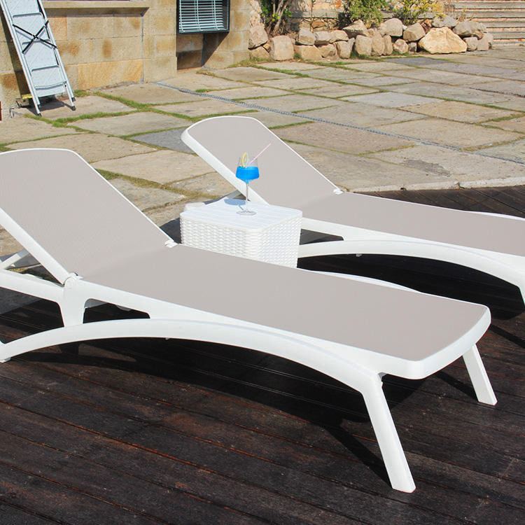 Outdoor Garden Plastic Teslin Stackable Chaise Sun Lounger Chair for Hotel Beach Patio