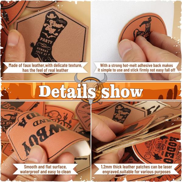 Leatherette Hat Patches With Adhesive, Blank Rectangle Faux Leather Patches For Custom Hats Clothes Bags DIY Crafts Fabric Repair Sew Laser Supplies