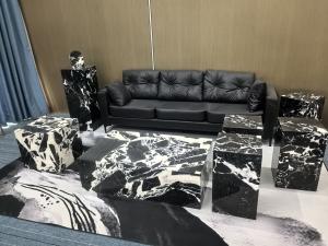 French Black Marble Coffee Table Long Lifespan For Indoors Decoration