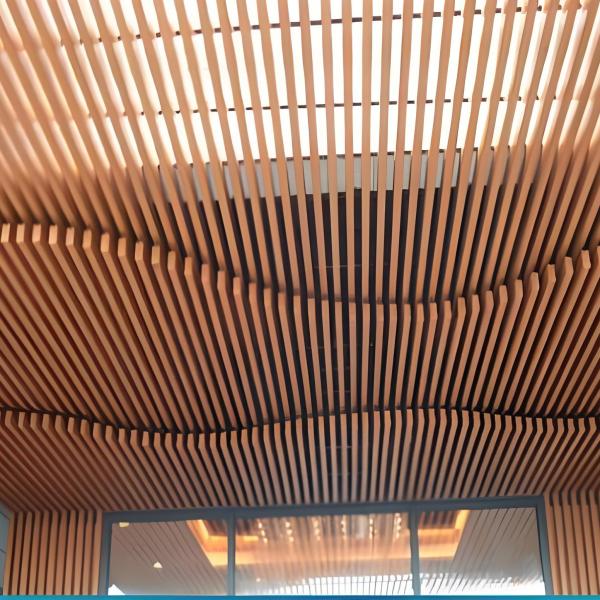 Деревянное зерно Алюминий U-образный растяжной баффл потолок Металлический алюминиевый профиль полоса потолок