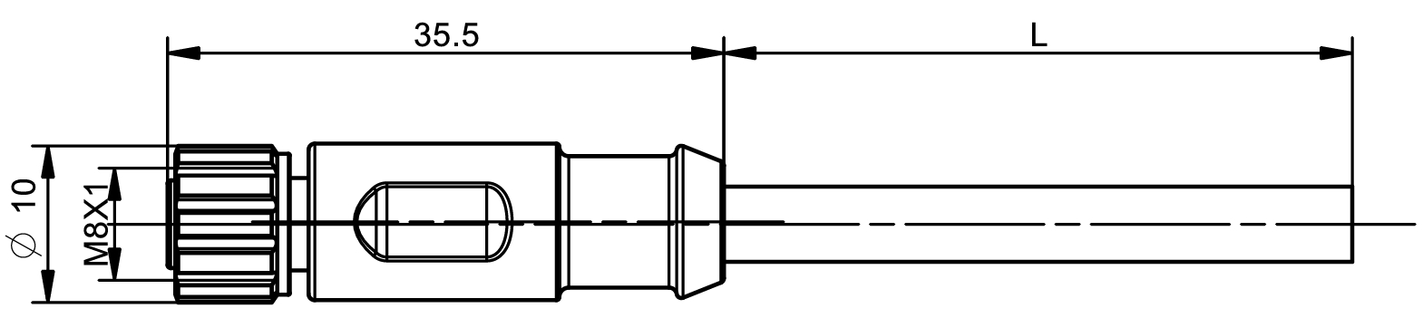 IEC 61076-2-104 M8 соединитель 4 штифта с кабелем прямым женским A-код PVC защищенный