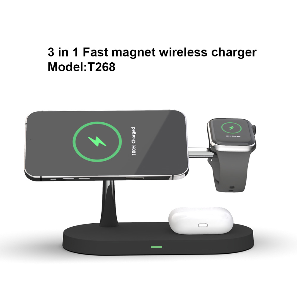 5 в 1 15W Qi Fast Holder Беспроводная зарядная стойка для iPhone Apple Watch Зарядная станция