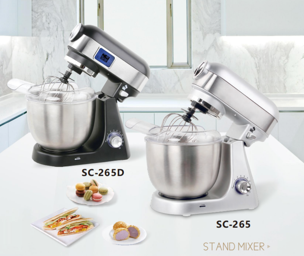 5L 10-Speed Stand Mixer with 1000W Motor Stainless Steel Bowl