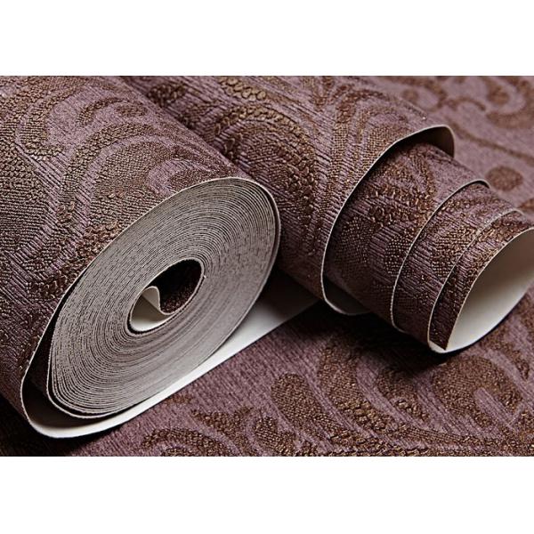 Removable Retro Vintage Wallpaper , Symmetrical Brown Floral Pattern Wallpaper