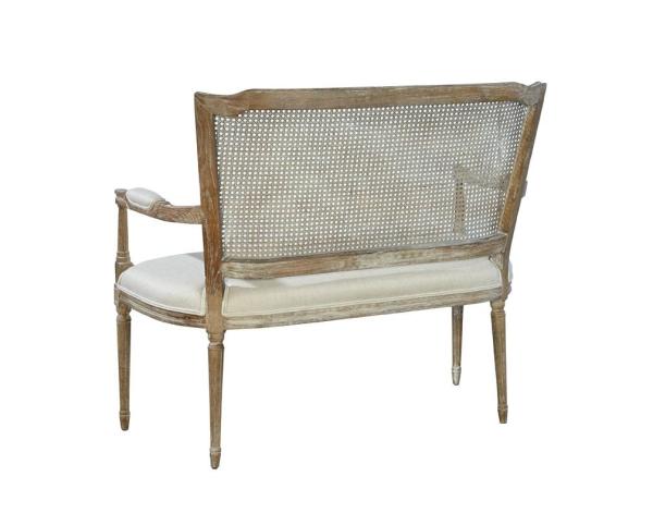 Event linen upholstery rattan back wedding sofa handcrafted wood frame with carved sofa furniture
