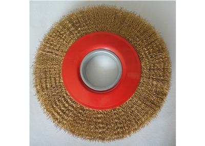 7 inch crimped bench wire wheel brush, 5/8 Arbor,medium face,0.008'' wire brass coated,trim length 37mm
