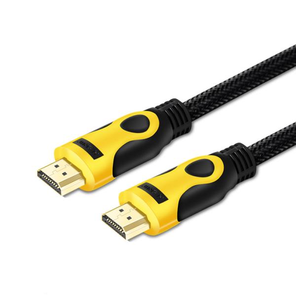 Durable Insulator Black yellow Pin Gold HDMI Cable 10FT NYLON HDMI 1.4 Cable For TV