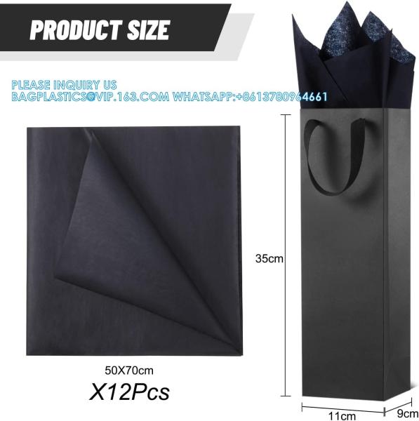 Paper Wine Bag Wine Bottle Bag Holder With Handles With Kraft Tissue Paper Retail Wine Bag For Christmas Holiday