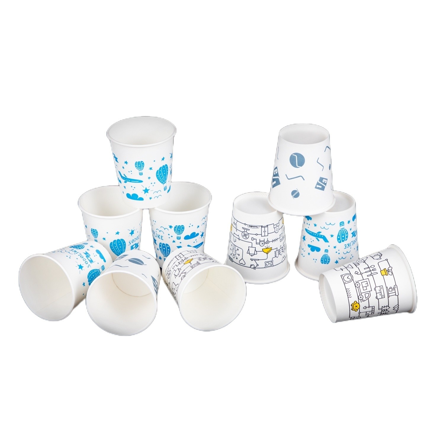 300g Single Wall Paper Cup for Hot Drinks Creative Style Hot Cup Paper Disposable Cup