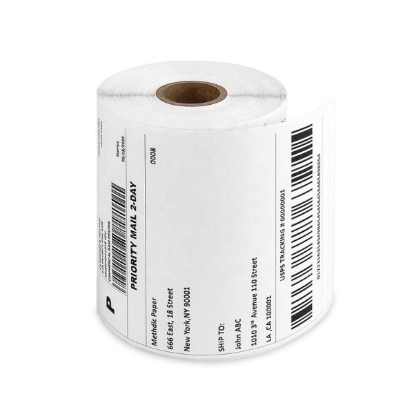 80mm Top Coated Direct Thermal Label Sticker 25.4mm 40mm Core for Supermarket