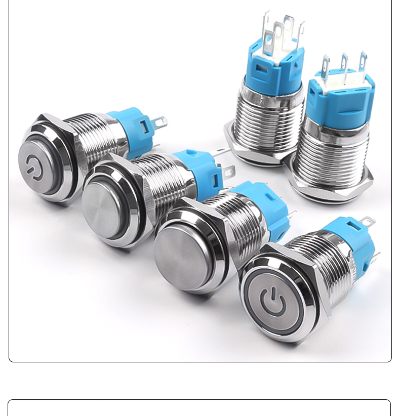 16mm Metal Push Button Switch High/Flat Head Led 3Pin/5Pin Metal Momentary  Switch Push Button Switches