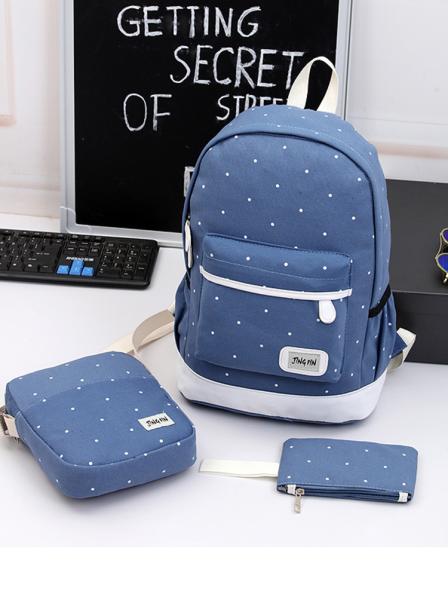 Korean style 3pcs in 1 canvas fashion backpack set for student bag outdoor backpack