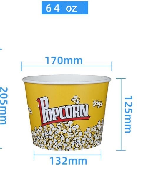 Customizable Disposable Popcorn Paper Bucket Food Grade Popcorn Cup for Take Away