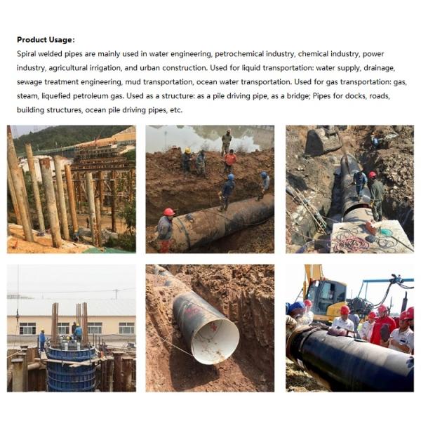 St35/St52.4/St35.4/St37/St42/Q195/Q235/Q235B/Q345/Q345B Spiral Welded X40 X60 Pipe with 3PE 3LPE Epoxy Powder Coating