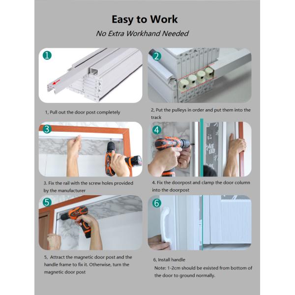 Установка водоустойчивого раздела двери складчатости PVC Bathroom легкая