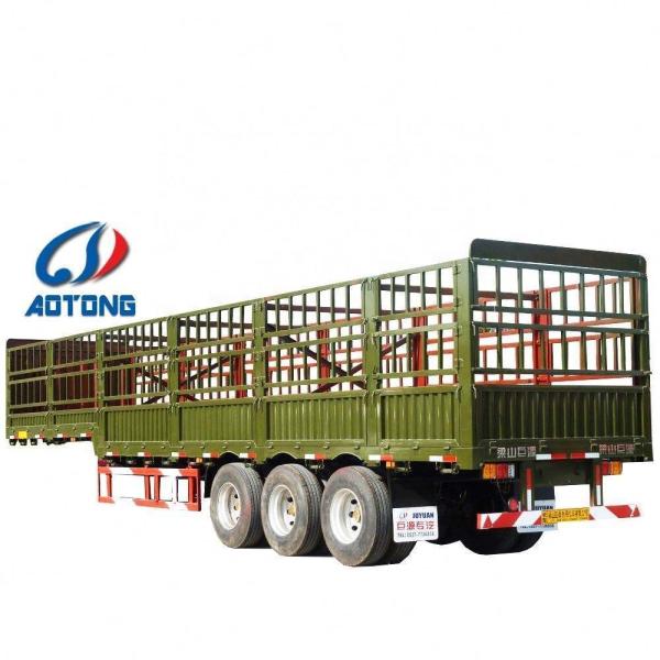 Carga útil máxima 50000KG 3 eixos Bar Bar Fence Cargo Semi-reboque para transporte de gado