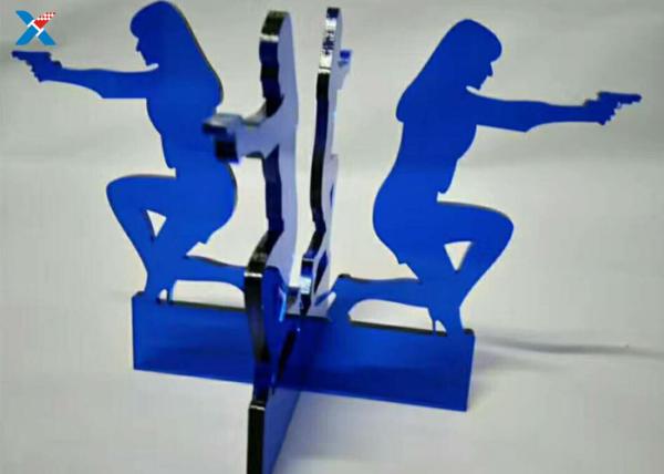Blue Acrylic Shapes Craft / Acrylic Stand For Office Decoration Gifts