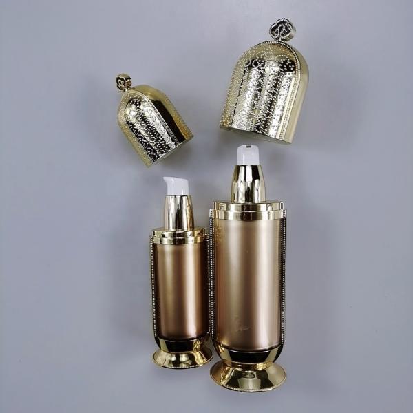 Acrylic Gold Crown Emulsion Bottle Cosmetic Packaging Bottle 50g 120g Luxury Acrylic