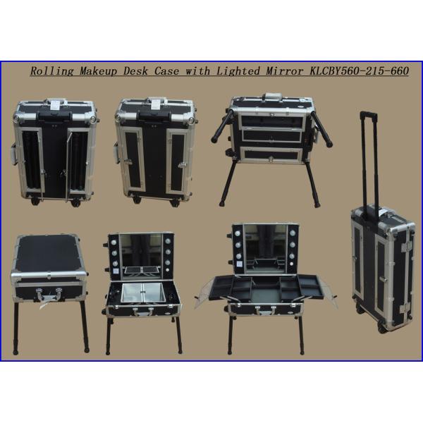Rolling Makeup Desk Case with Lighted Mirror KLCBY560-215-660