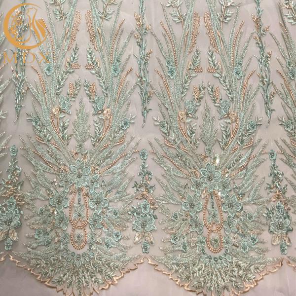 Fashion Luxury Beaded 3D Embroidery Lace Fabric For Clothing