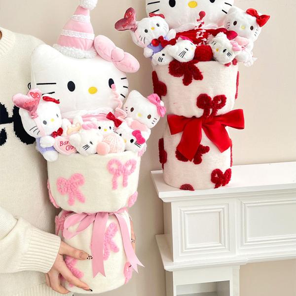 Adorable muñeca de peluche de gato gran ramo producto terminado de peluche juguete regalo de San Valentín para novia regalo de cumpleaños