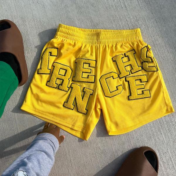 Logo de broderie en chenille Shorts de rue pour hommes Shorts respirants 5 pouces Shorts de rue