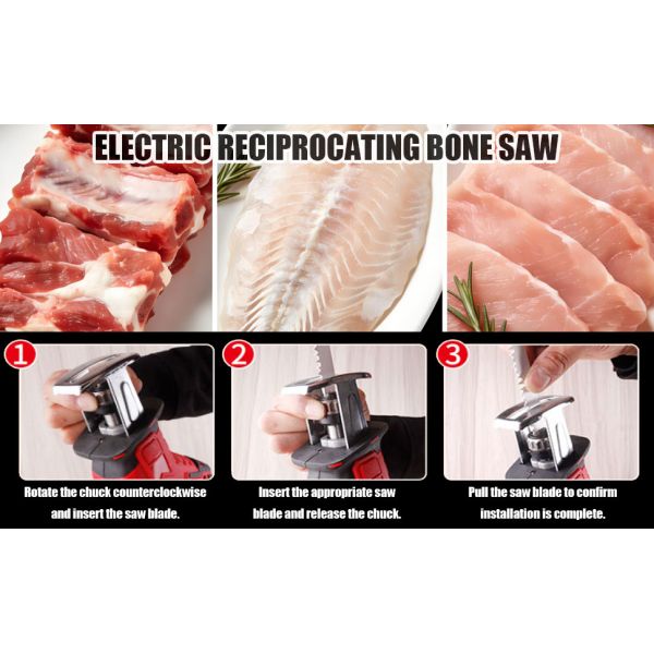 Electric Reciprocating Bone Saw Portable Handheld Electric Reciprocating Saw Kit Multifunction Metal Wood Meat Bone Cutter For Industrial Use For Tile PVC Pipe Cutting