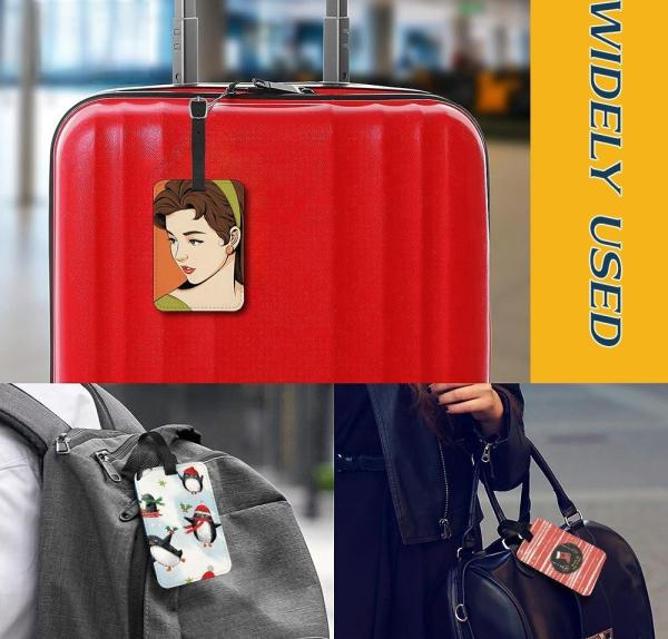 Custom Print Leather Sublimation Luggage Tag Blanks With Card Insert Pocket Travel ID Name Tag Sublimation Bag Tag Blanks