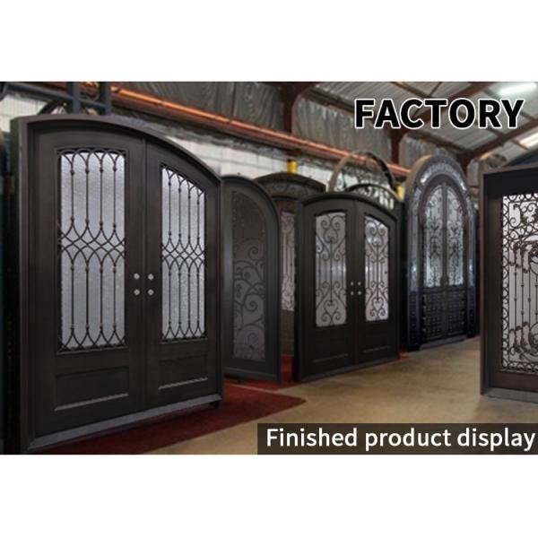 French Luxury Wholesale Security Entrance Exterior Front Garage Wrought Iron Door with Double Door Design