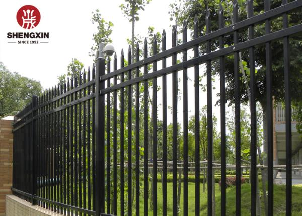 Heat Treated 159DPN Steel Palisade Fencing Powder Coated Black 3 Rail