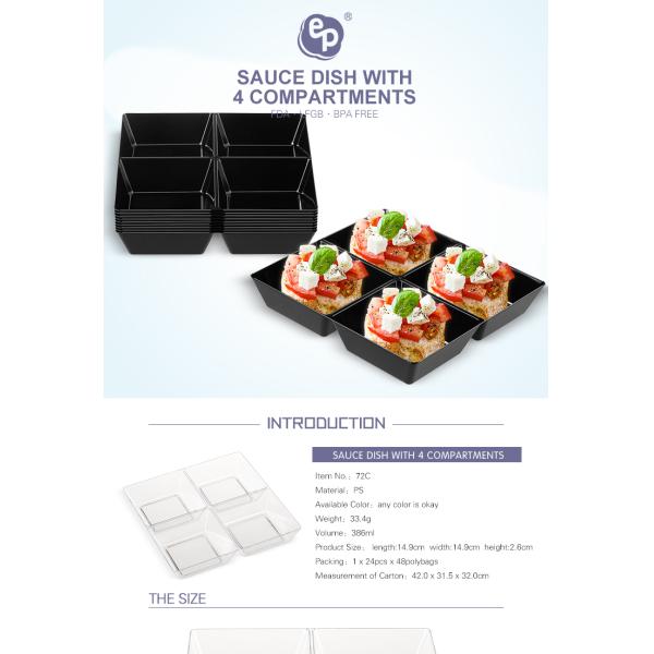 BPA free disposable plastic candy 4-compartment wheat straw containers for dessert