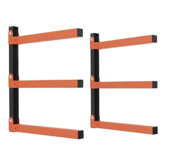 Indoor Outdoor Wall Mount Lumber Organizer and Wood Organizer with 3-Level Metal Rack