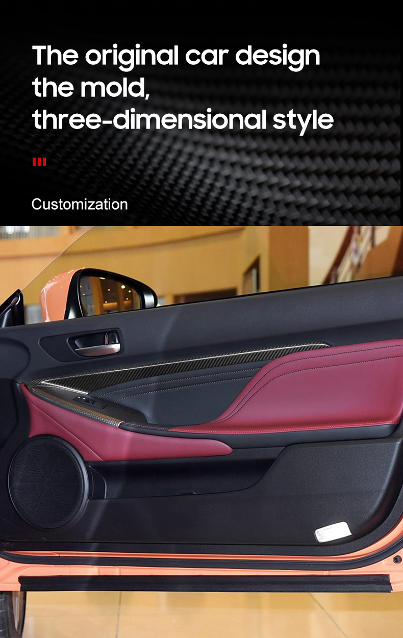 Dry Carbon Fiber Car Door Panel Decorative Strip for Lexus RC 2015-2019 Year