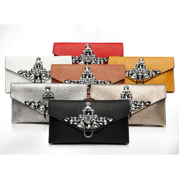 Ladies Crystal Clutch Bag Evening Wedding Rhinestone Silver Purse Chain Cross Body Bag