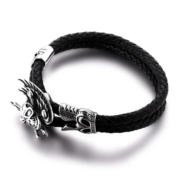 New arrival body jewelry stainless steel leather bracelet northskull bracelet men