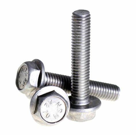 M3 M4 M6 Stainless Steel Hex Flange Metal Bolt Plain SS304 SS316 DIN6921
