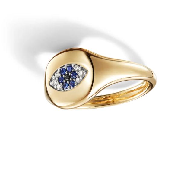 Бразильские кабельные коллекционеры Злое око Мини-Пинки-Ринг 18K Золото Белое CZ 925 Серебро