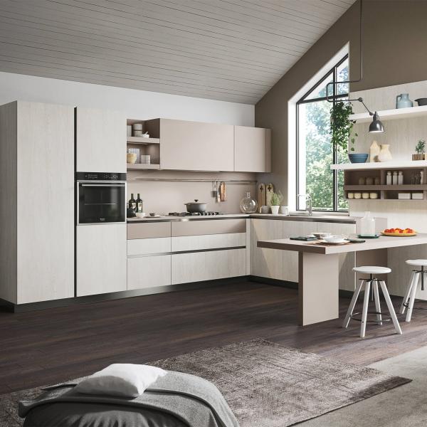 Melamine Finish Kitchen Hanging Cabinet Mix With White And Black Color Handless