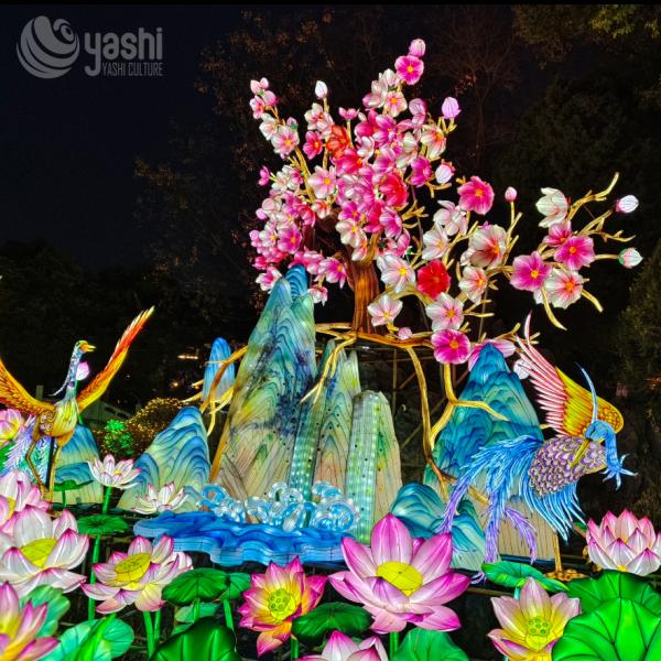 Chinese Spring Outdoor Festival Lantern Acrylic Painted For Exhibitions
