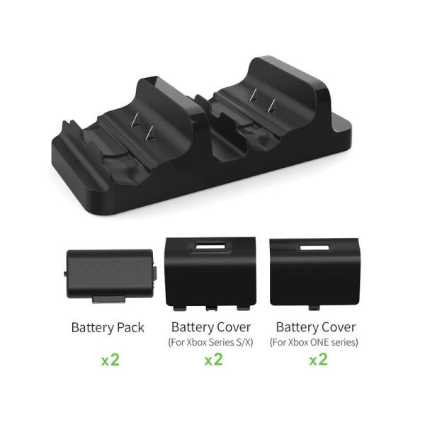ABS Plastic Dual Charging Station Dock Charger with Rechargeable Battery for X-one Controller Game Accessories