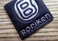 Remiendos negros del cuero repujado con el logotipo de plata el repujado TPU para los bolsos