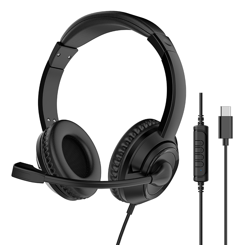 JTY-1026Wired Call Center Headset with  Microphone, 3.5mm/USB/Type‑C Multi‑Interface Over‑Ear Headphone, Volume Control Wired Headset for Office Conference Online Class Home Work,OEM/ODM customization