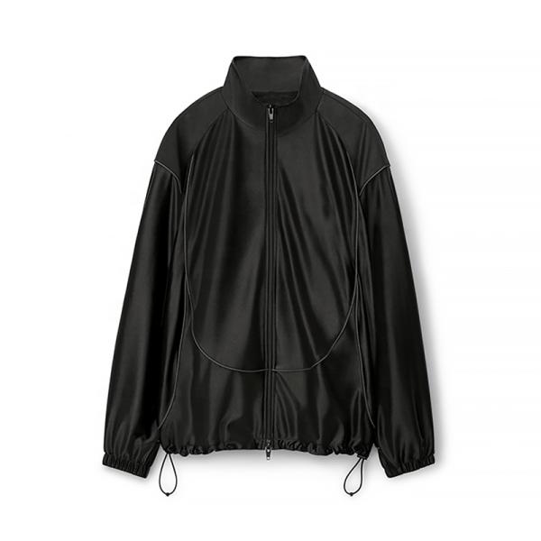 Custom Logo Heavyweght Streetwear Vintage Blank Faux Turtlenecks Leather Set Zip up Jacket Coat Sweatpants Two Piece Sets Men