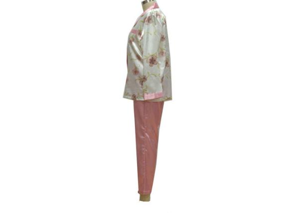 Women'S Button Down Pajama Sets , Girls Satin Pajamas 85% Polyester 15% Cotton