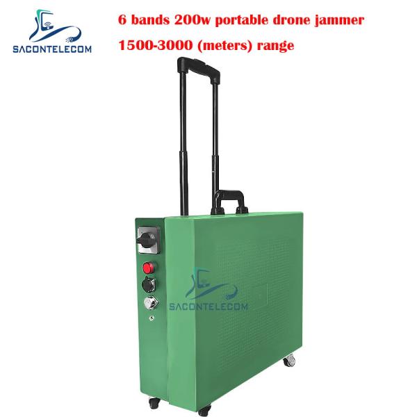200W High Power 3km Distance Drone Signal Jammer with 6 Channels for UAV Anti-Drone Defense
