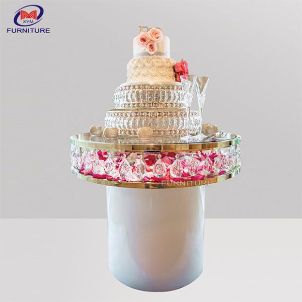 odm SGS Wedding Display Stainless Steel Chair And Table Round Crystal Cake Table