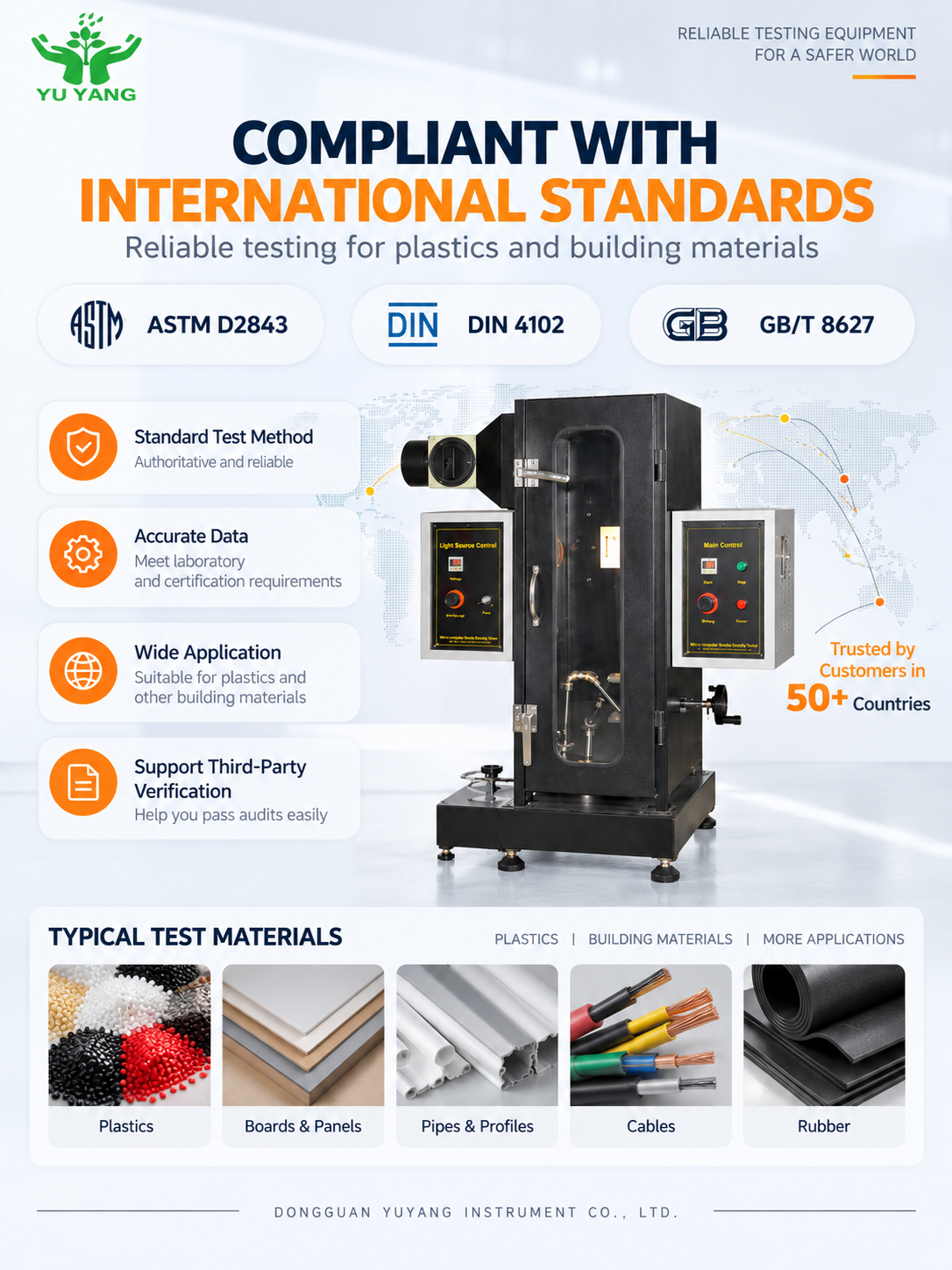 ASTM D2843 Smoke Density Test Machine for Building Materials with ±3% Measurement Accuracy